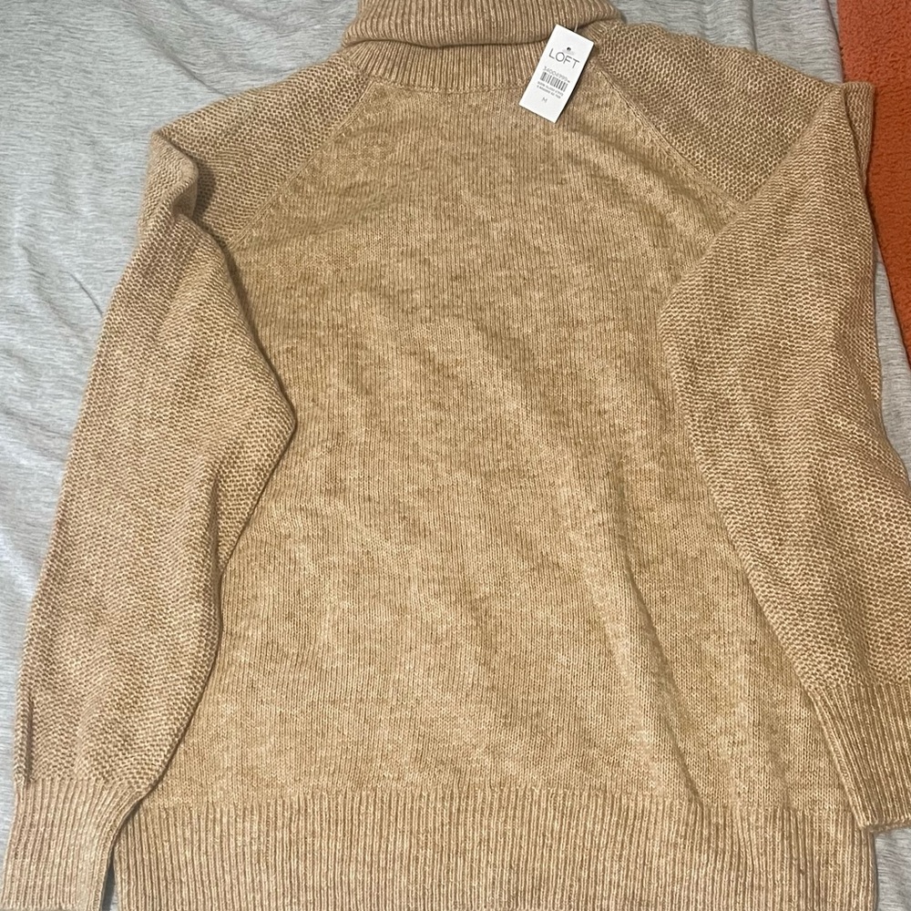 LOFT Women's Tan Turtleneck Sweater